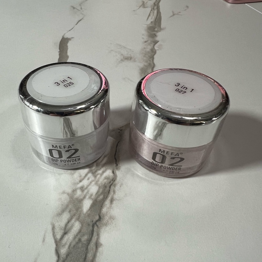 NWT Mefa DIY Nail Dip Powder, Bundle of 2, Dusty Rose and Light Gray